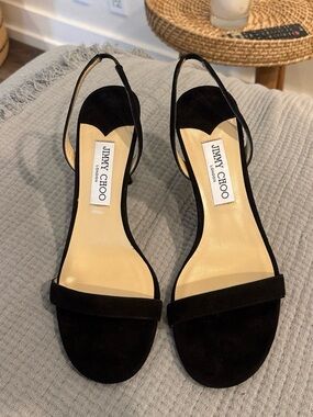 Jimmy Choo Black Suede Slingback Sandals